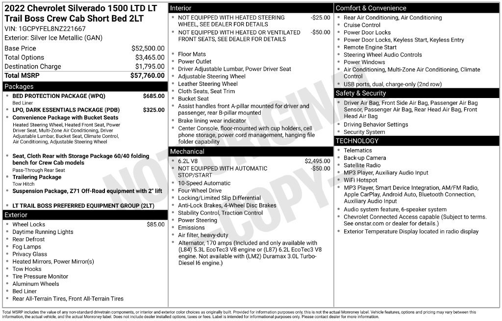 Used 2022 Chevrolet Silverado 1500 LT Trail Boss w/ Bed Protection Package AWD/4WD image 26