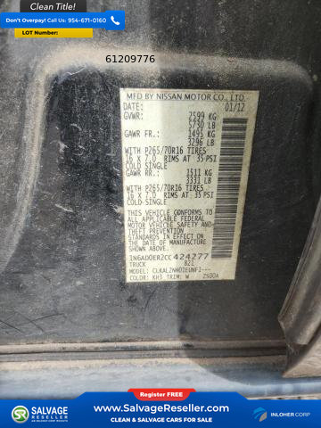 Used 2012 Nissan Frontier SV w/ SV Premium Utility Pkg RWD image 16