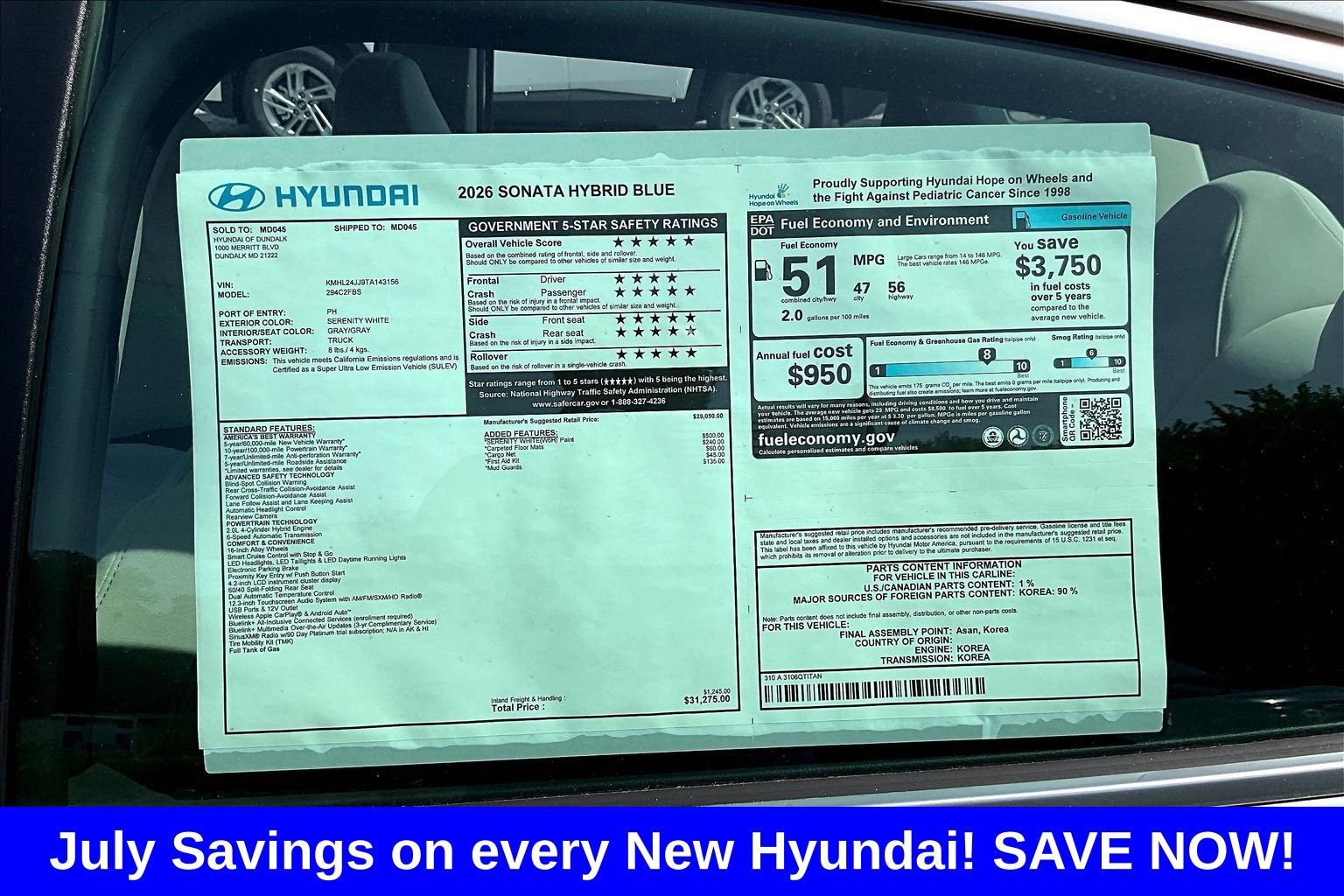 New 2026 Hyundai Sonata Blue FWD image 18