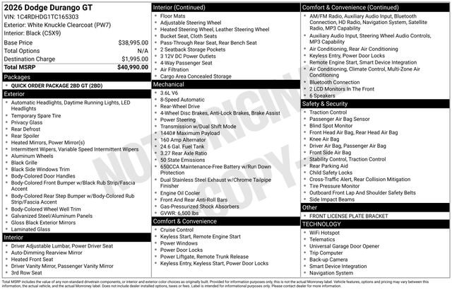 New 2026 Dodge Durango GT image 19