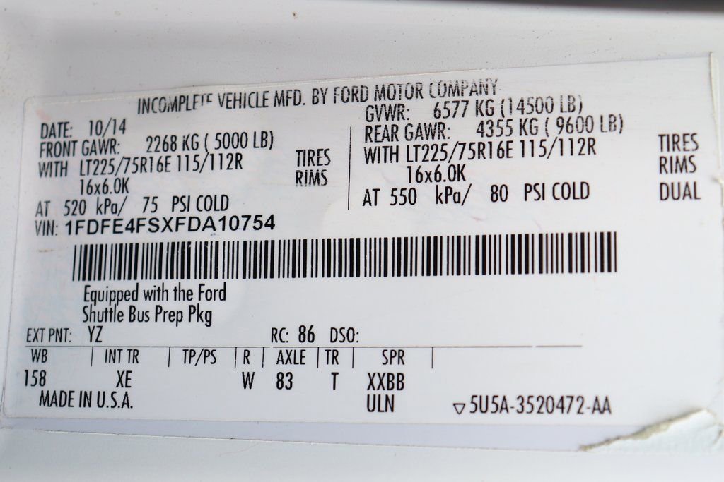 Used 2015 Ford E-450 and Econoline 450 Super Duty w/ Shuttle Bus Prep Package image 36