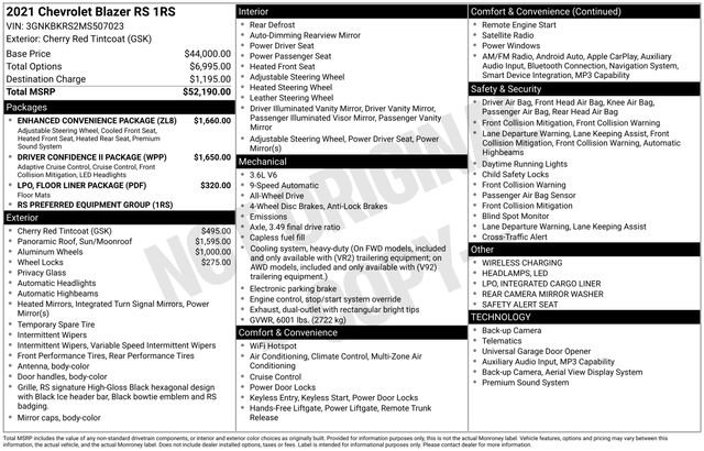 Used 2021 Chevrolet Blazer RS w/ Enhanced Convenience Package image 4