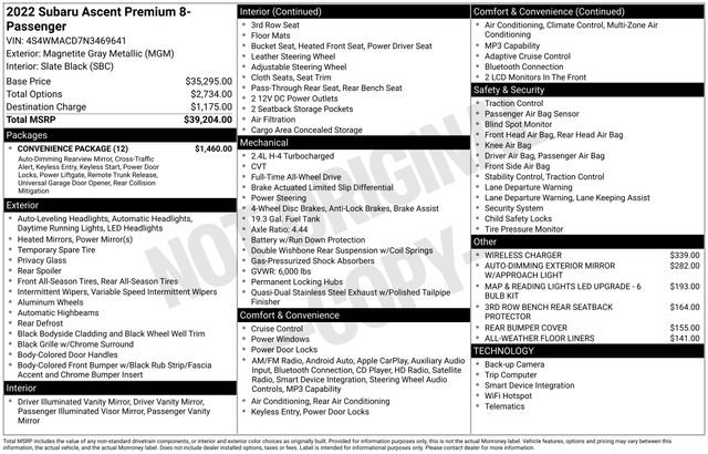 Used 2022 Subaru Ascent Premium w/ Convenience Package image 5