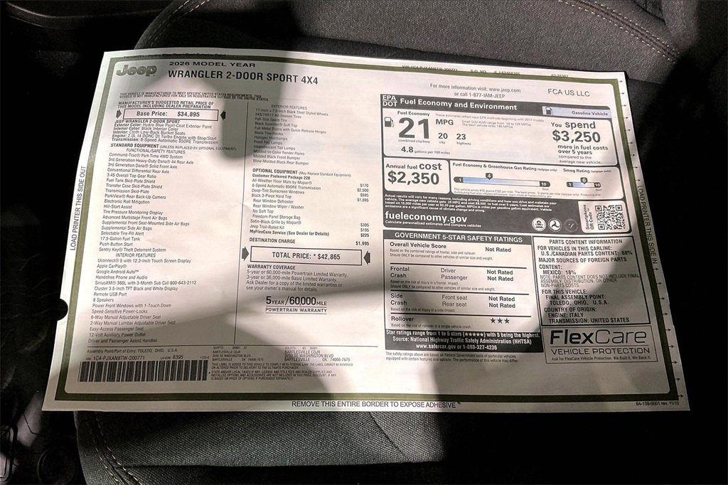 New 2026 Jeep Wrangler Sport image 12