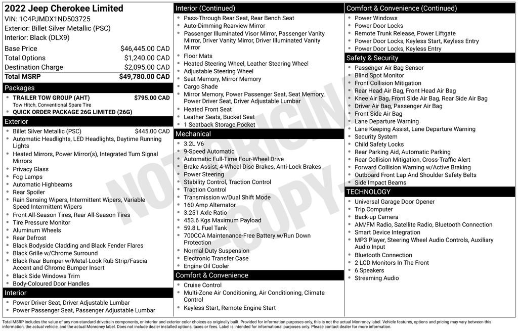 Used 2022 Jeep Cherokee Limited w/ Trailer Tow Group AWD/4WD image 2