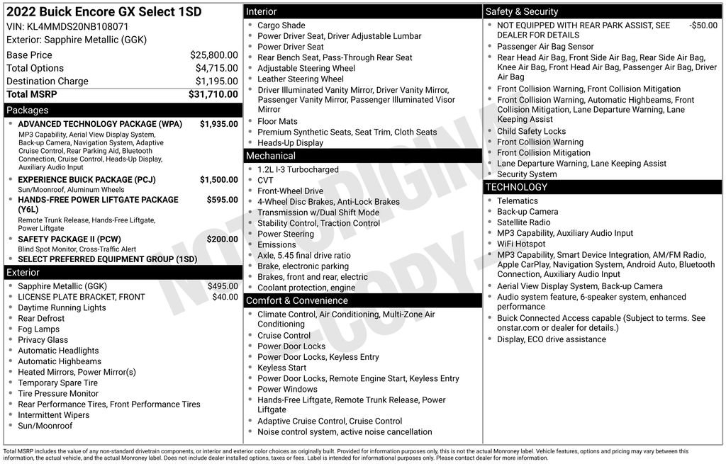 Used 2022 Buick Encore GX Select w/ Advanced Technology Package FWD image 6