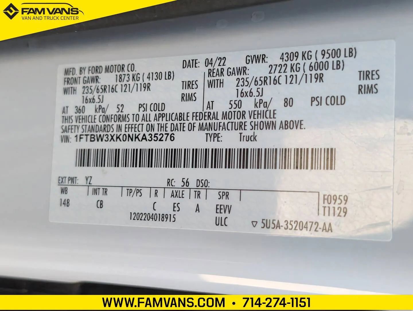 Used 2022 Ford E-Transit 148 High Roof Extended RWD image 26