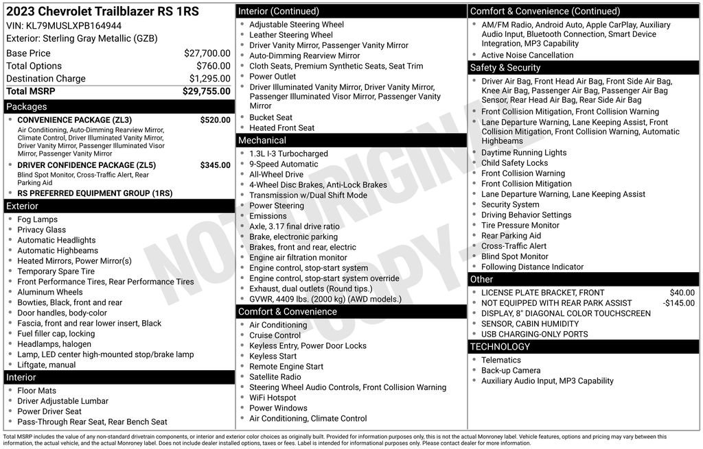 Used 2023 Chevrolet TrailBlazer RS w/ Convenience Package AWD/4WD image 6