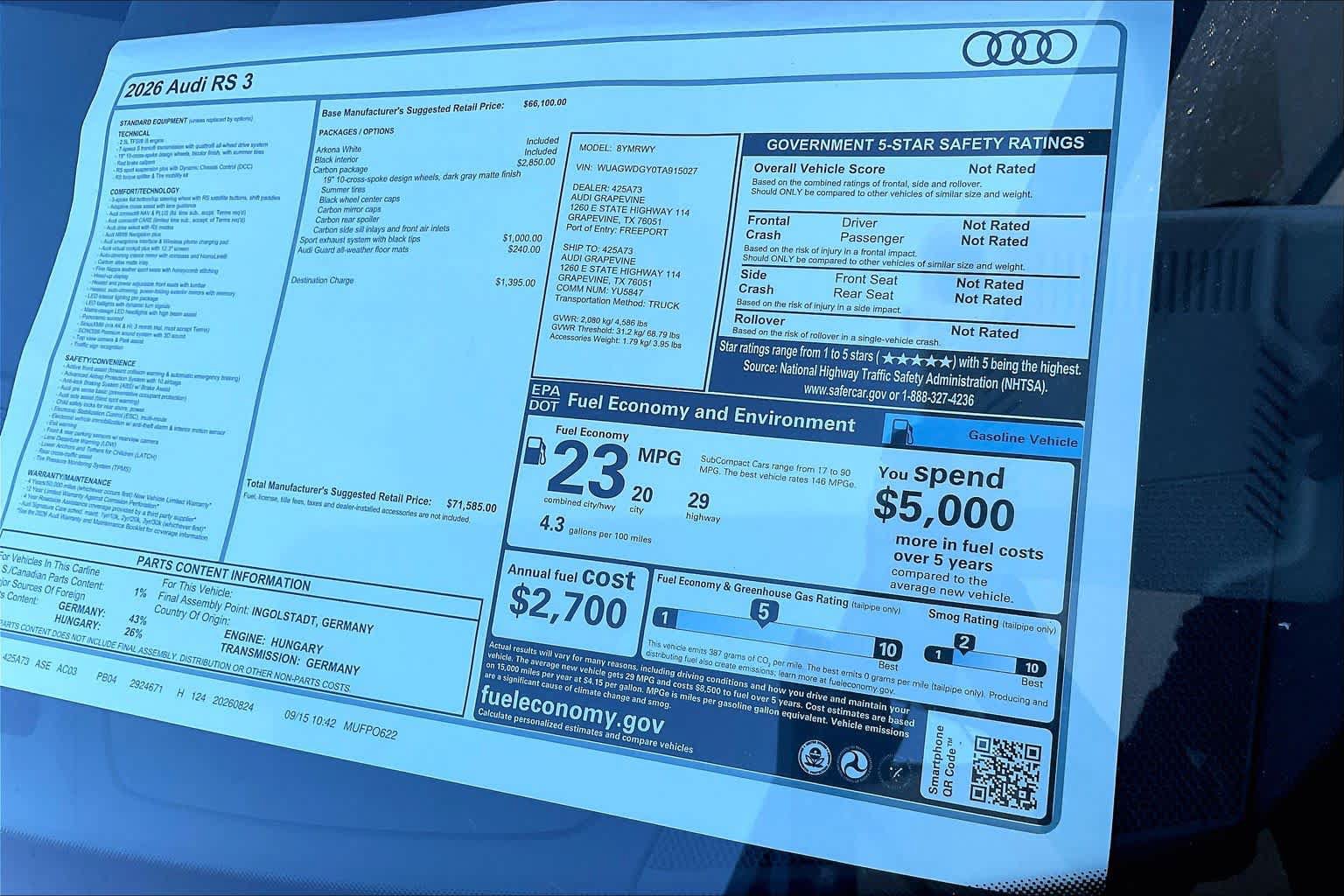 New 2026 Audi RS 3 AWD/4WD image 19