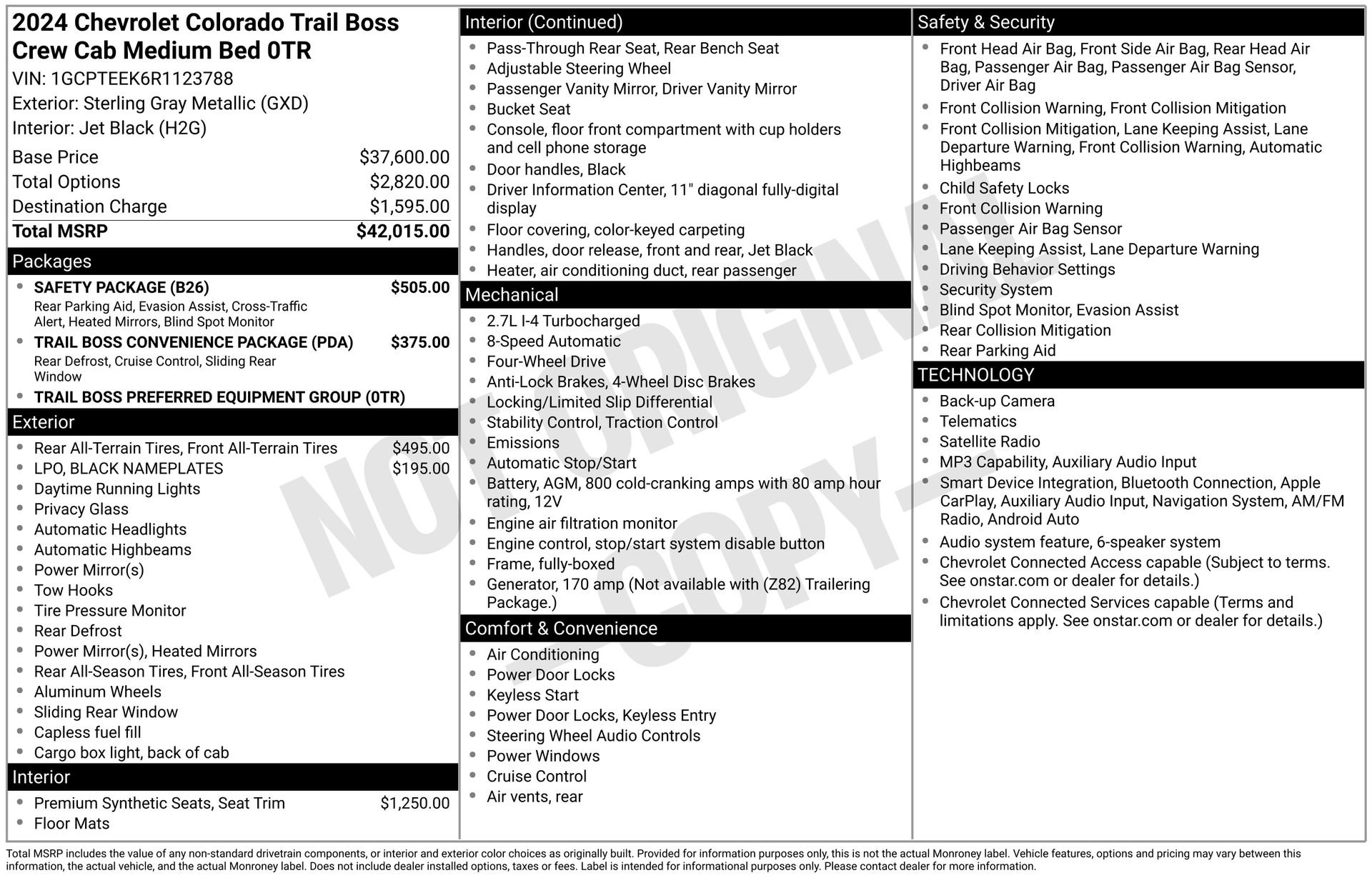 Used 2024 Chevrolet Colorado Trail Boss w/ Safety Package AWD/4WD image 39