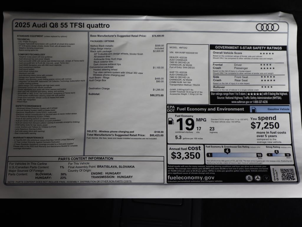 Used 2025 Audi Q8 Premium w/ Black Optic Package image 9