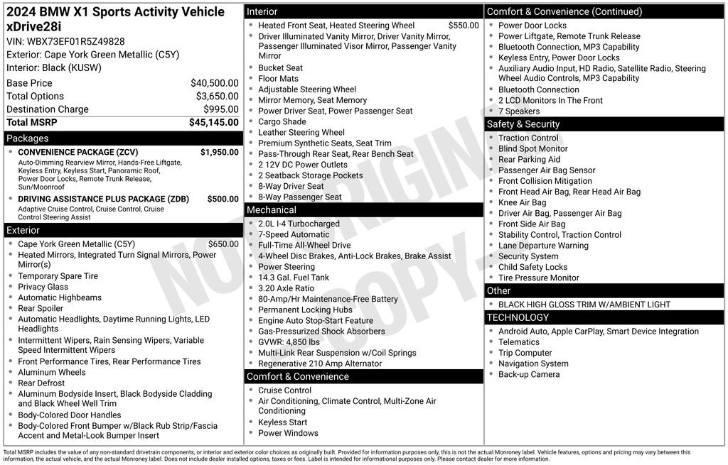 Used 2024 BMW X1 xDrive28i w/ Convenience Package AWD/4WD image 2