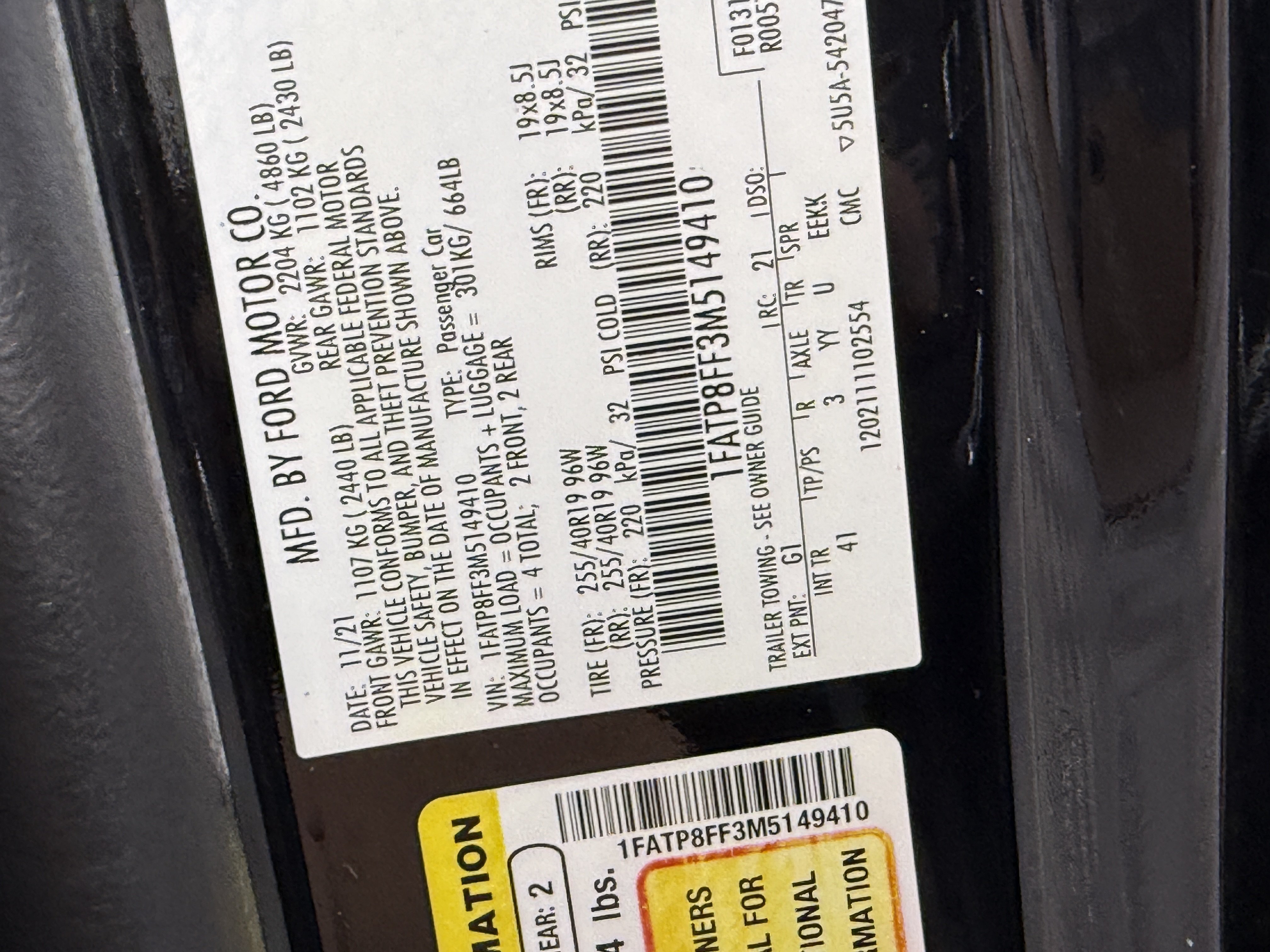 Certified 2021 Ford Mustang GT Premium w/ Black Accent Package RWD image 31