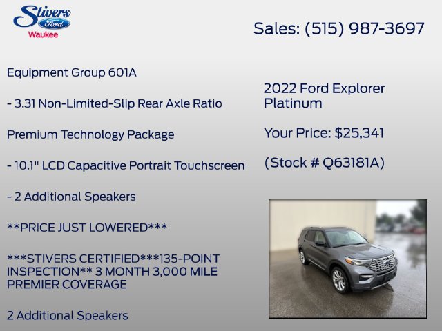 Used 2022 Ford Explorer Platinum w/ Equipment Group 601A AWD/4WD image 8