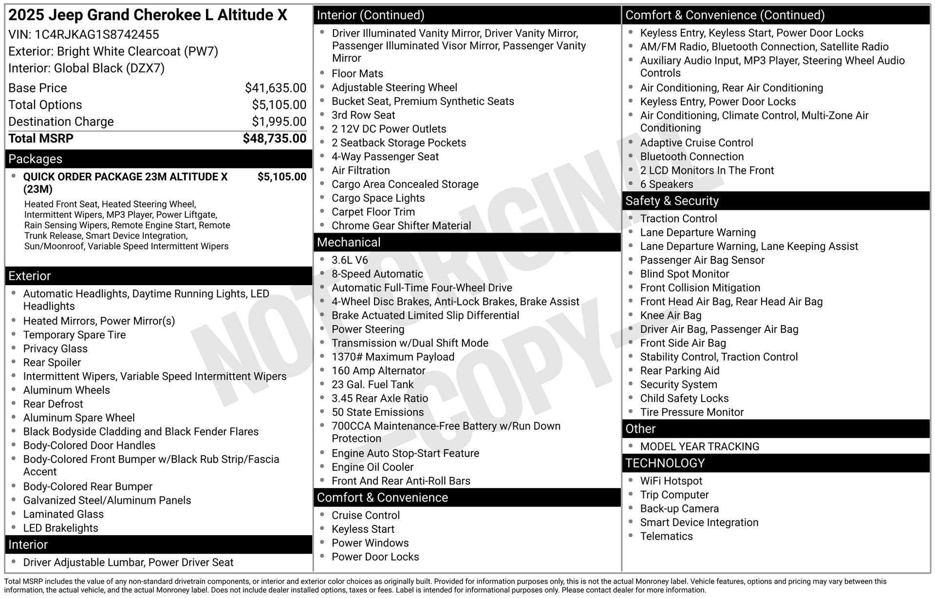 New 2025 Jeep Grand Cherokee L Altitude image 3