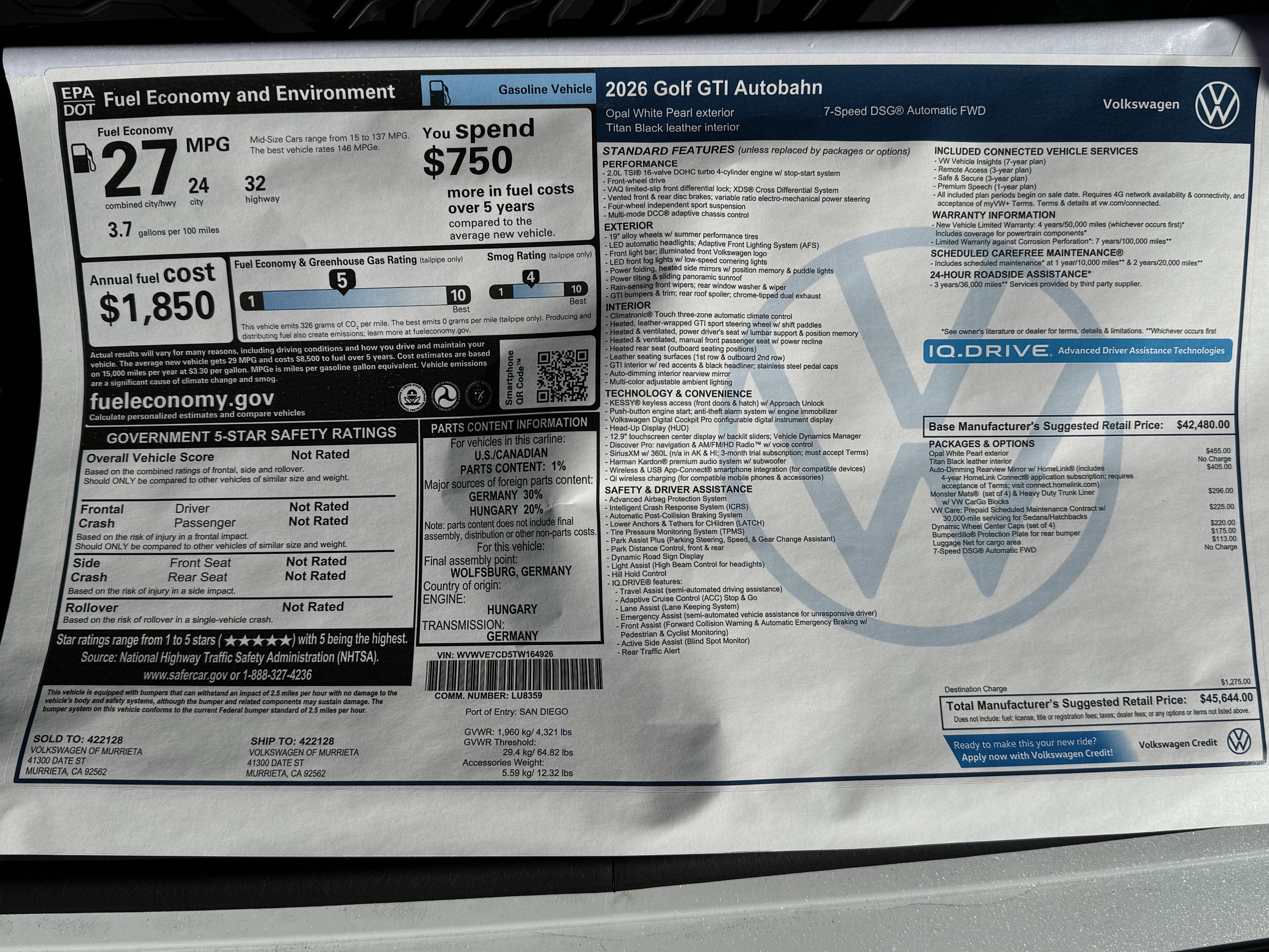 New 2026 Volkswagen GTI Autobahn FWD image 3