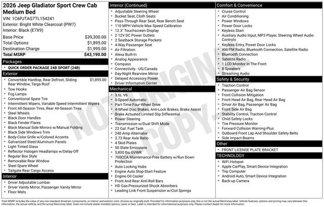 New 2026 Jeep Gladiator Sport image 30