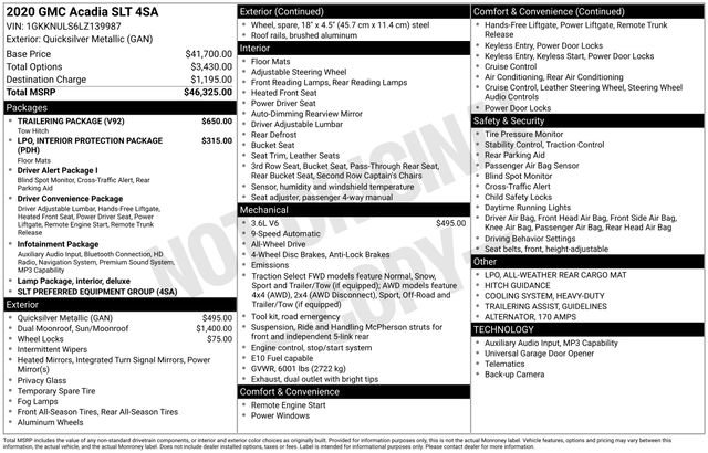 Used 2020 GMC Acadia SLT w/ Trailering Package AWD/4WD image 6