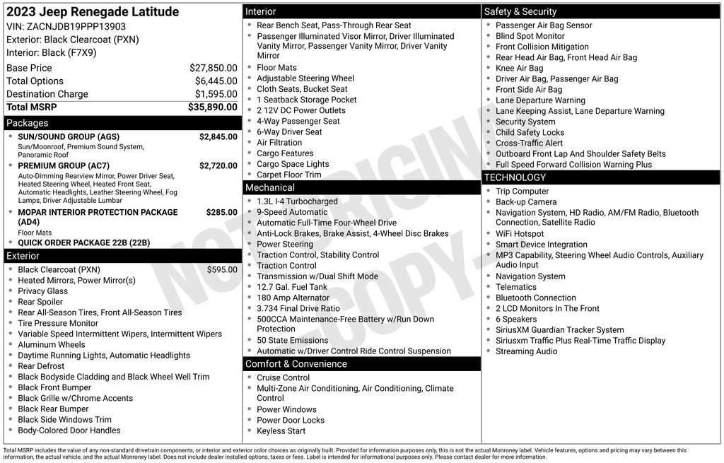 Used 2023 Jeep Renegade Latitude w/ Sun/Sound Group AWD/4WD image 36