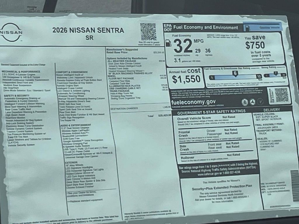 New 2026 Nissan Sentra SR w/ SR All Weather Package FWD image 2