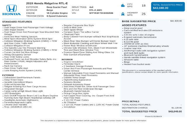 Used 2019 Honda Ridgeline RTL-E image 41