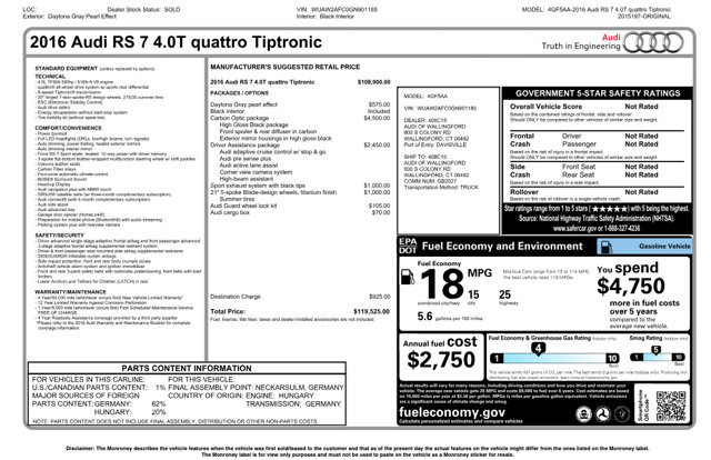 Used 2016 Audi RS 7 Prestige w/ Carbon-Optic Package image 12