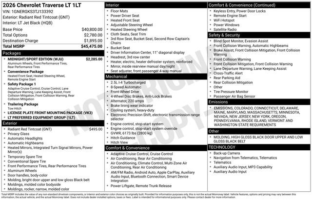 New 2026 Chevrolet Traverse LT w/ Midnight/Sport Edition image 5