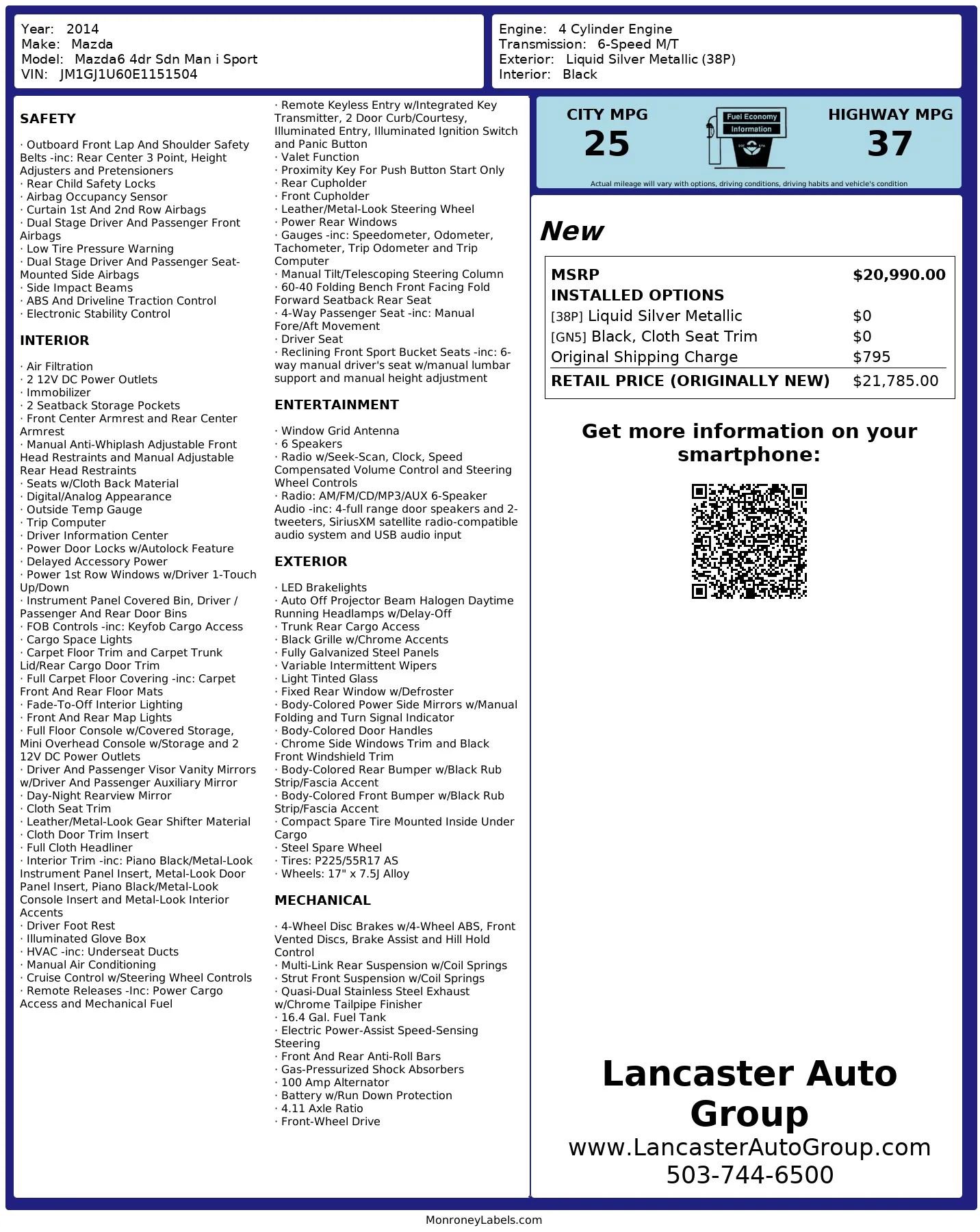 Used 2014 MAZDA MAZDA6 Sport image 2