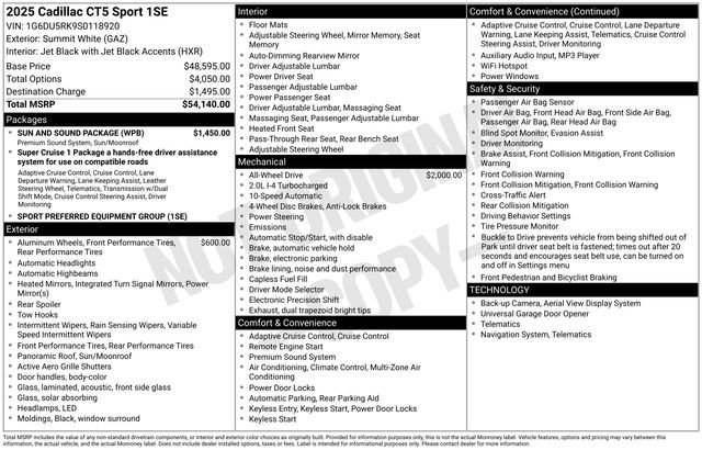 New 2025 Cadillac CT5 Sport w/ Sun And Sound Package image 9