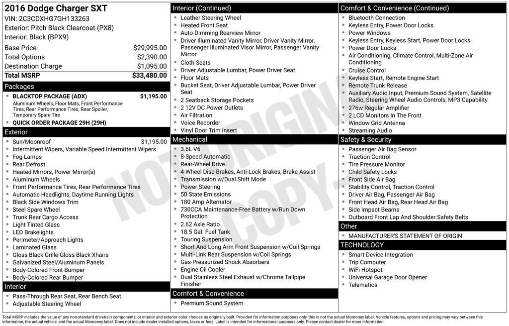 Used 2016 Dodge Charger SXT w/ Blacktop Package RWD image 4