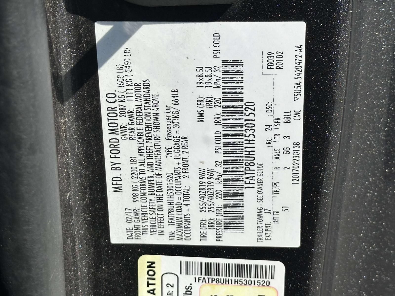 Used 2017 Ford Mustang Premium w/ Wheel & Stripe Package RWD image 30