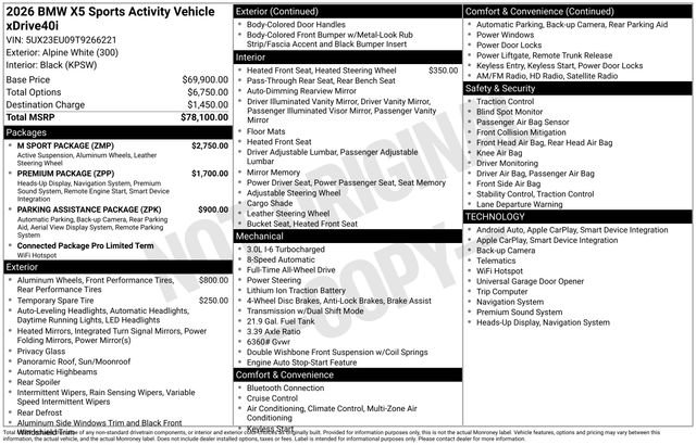 Used 2026 BMW X5 xDrive40i w/ M Sport Package AWD/4WD image 42