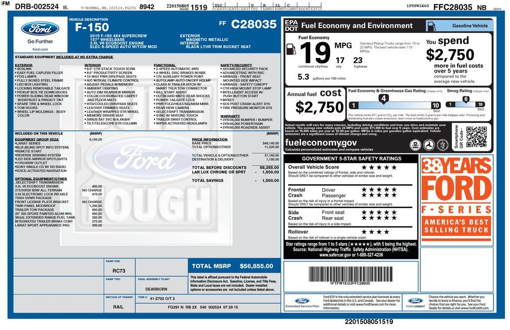 Used 2015 Ford F150 Lariat w/ Equipment Group 502A Luxury AWD/4WD image 2