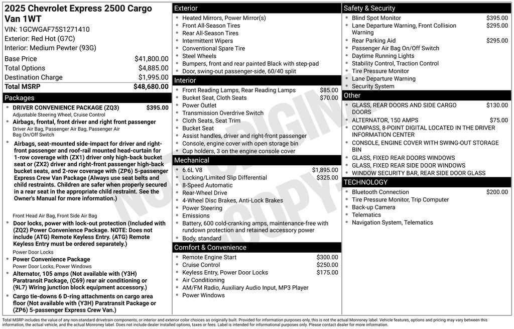 New 2025 Chevrolet Express 2500 w/ Driver Convenience Package image 3