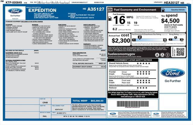 Used 2017 Ford Expedition EL Limited w/ Equipment Group 301A AWD/4WD image 1
