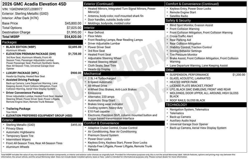 Used 2026 GMC Acadia Elevation w/ Black Edition AWD/4WD image 17
