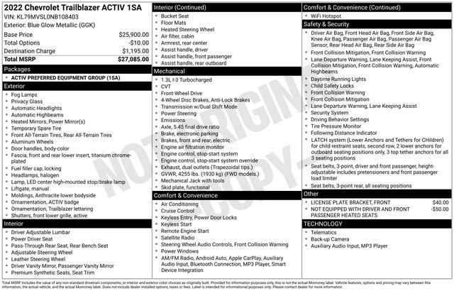 Certified 2022 Chevrolet TrailBlazer ACTIV image 4