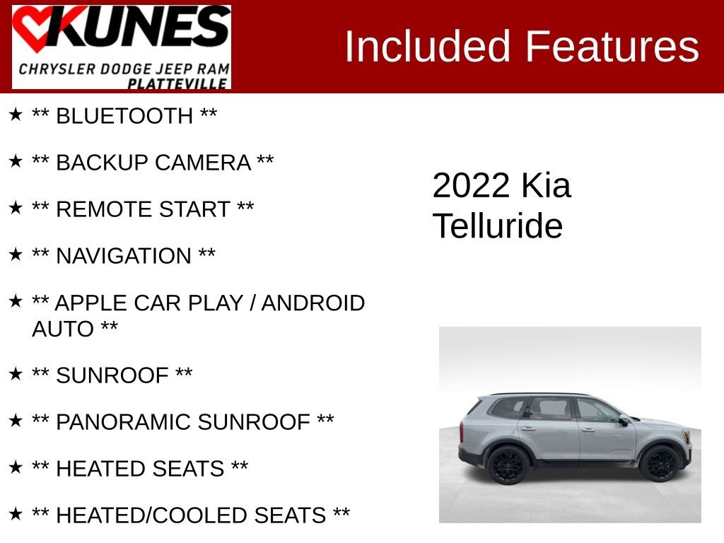 Used 2022 Kia Telluride SX w/ Nightfall Edition Package image 2