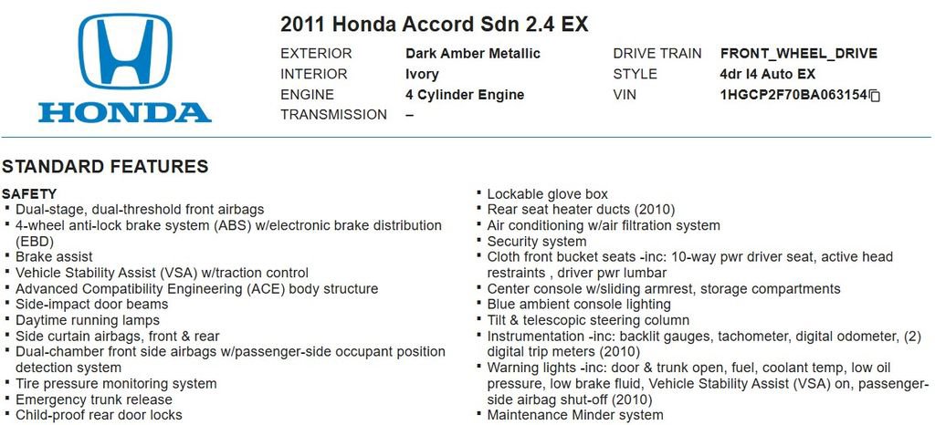 Used 2011 Honda Accord EX image 21