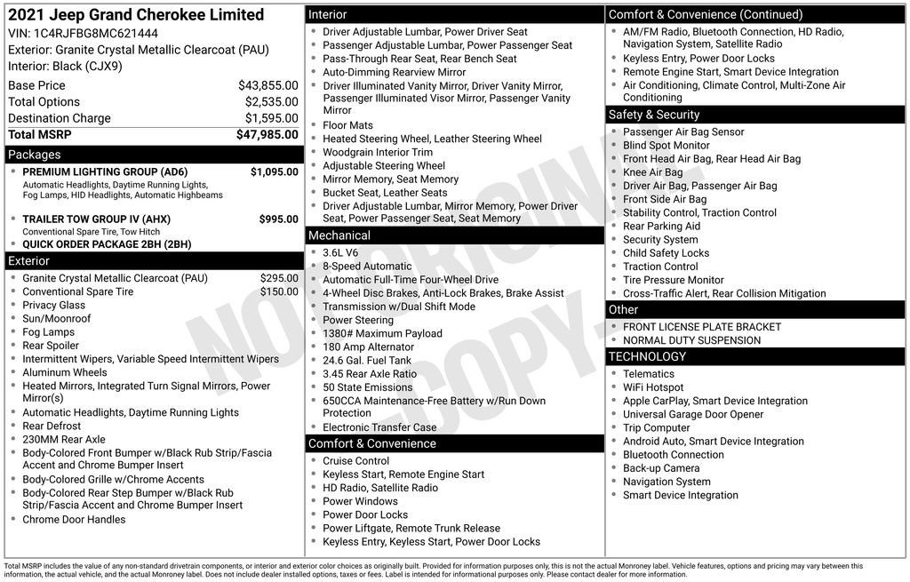 Used 2021 Jeep Grand Cherokee Limited w/ Premium Lighting Group AWD/4WD image 7