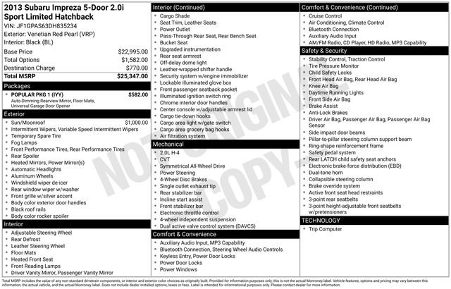 Used 2013 Subaru Impreza 2.0i Sport Limited w/ Popular Pkg 1 image 15