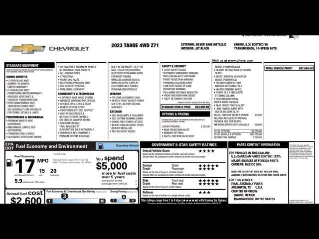 Used 2023 Chevrolet Tahoe Z71 w/ Luxury Package AWD/4WD image 3