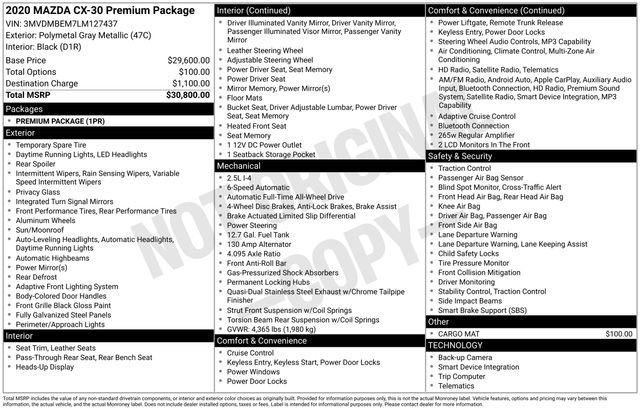 Used 2020 MAZDA CX-30 AWD w/ Premium Package image 32