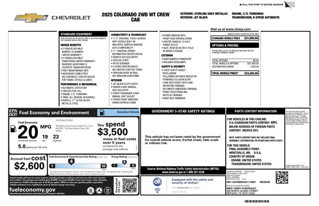 Used 2025 Chevrolet Colorado W/T image 33