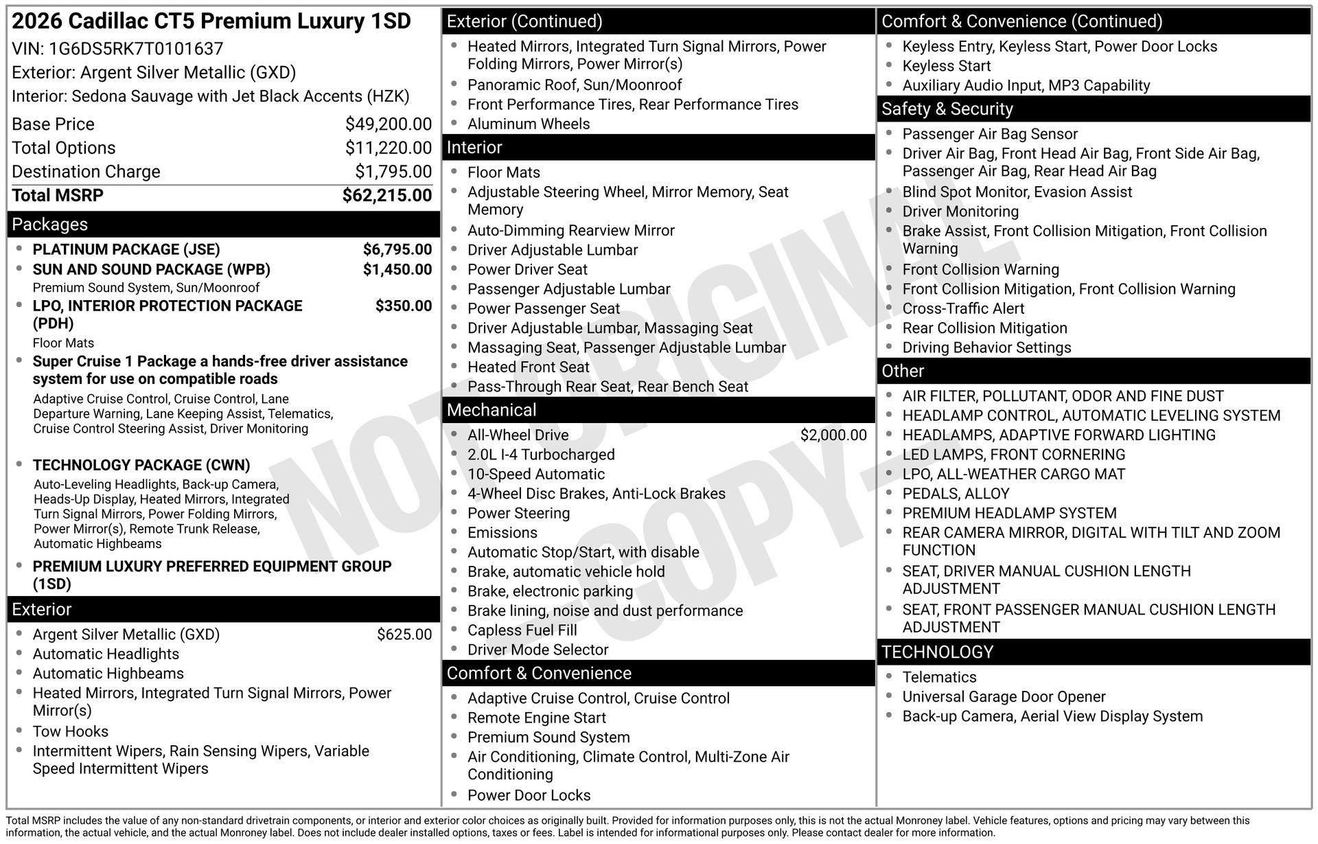 Certified 2026 Cadillac CT5 Premium Luxury w/ Platinum Package AWD/4WD image 42