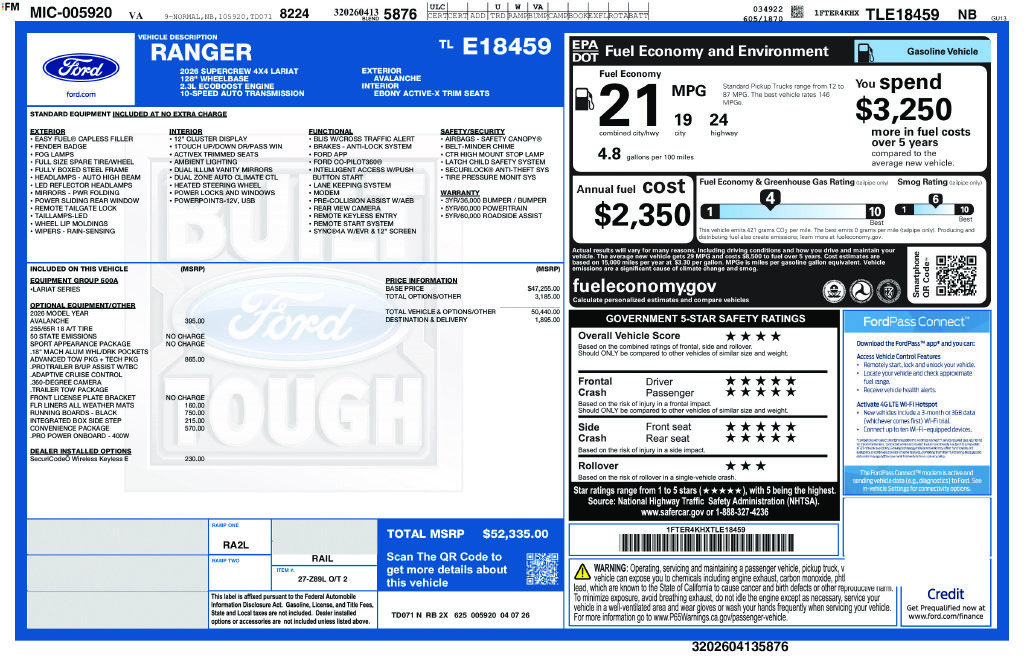 New 2026 Ford Ranger Lariat AWD/4WD image 7