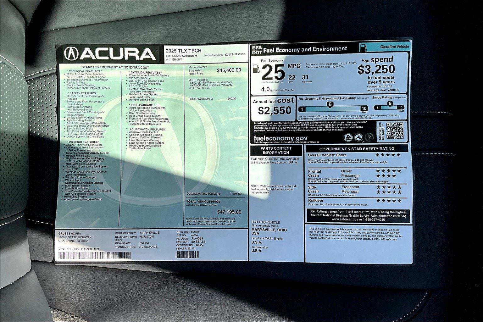 New 2025 Acura TLX w/ Technology Package image 24