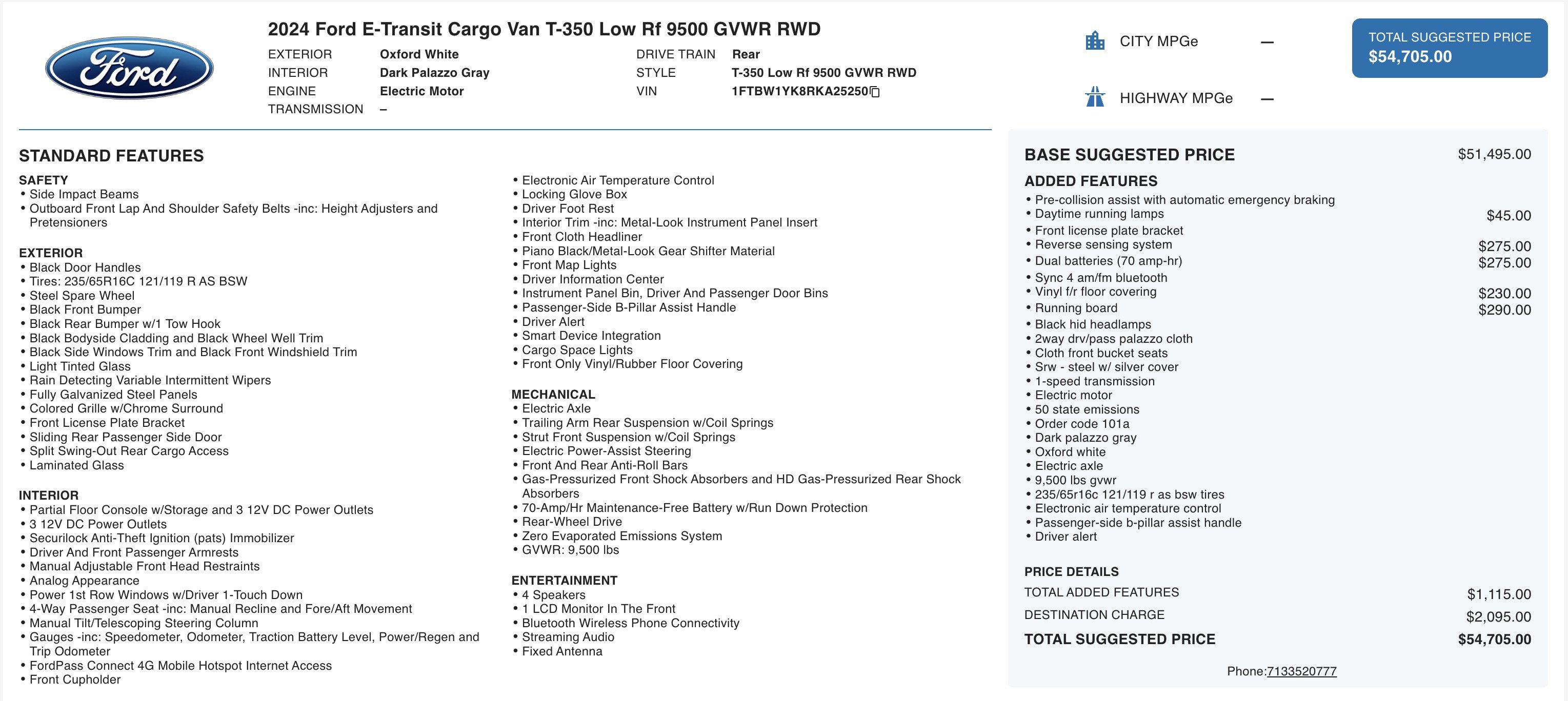 Used 2024 Ford E-Transit Low Roof RWD image 2