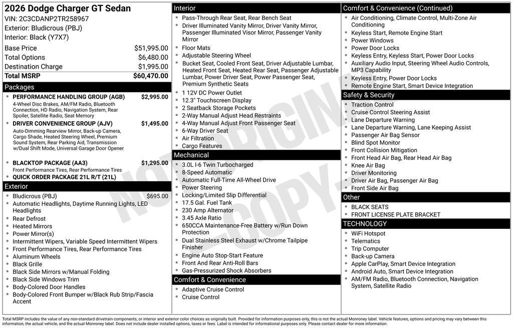 New 2026 Dodge Charger GT w/ Performance Handling Group AWD/4WD image 8