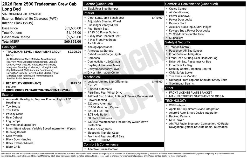 New 2026 RAM 2500 Tradesman AWD/4WD image 6